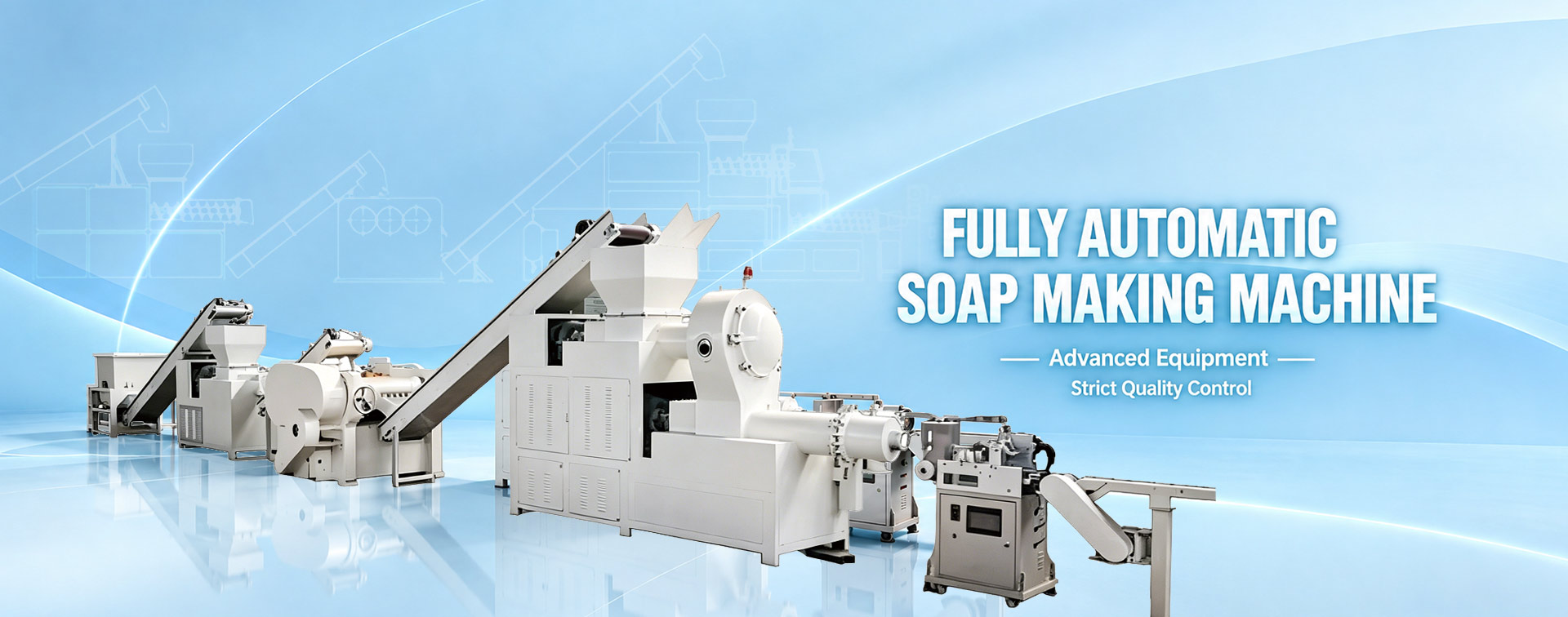 Fully automatic soap making machine production line, industrial soap manufacturing equipment for solid bar soap
