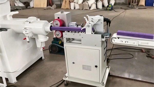 Automatic soap plodder and soap stamping printer machine, embossing logo on continuous purple soap log