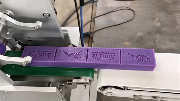 Soap logo embossing machine sample, branded soap log produced by automatic soap stamping equipment
