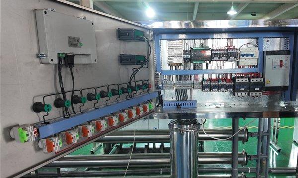 PLC electrical control cabinet internal wiring and circuit components for detergent production machine