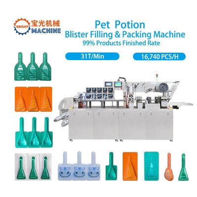 Single alignment blister filling packing machine for pet potion