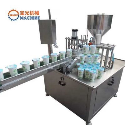 Automatic rotary cup filling and sealing machine yogurt cup filling and sealing machine